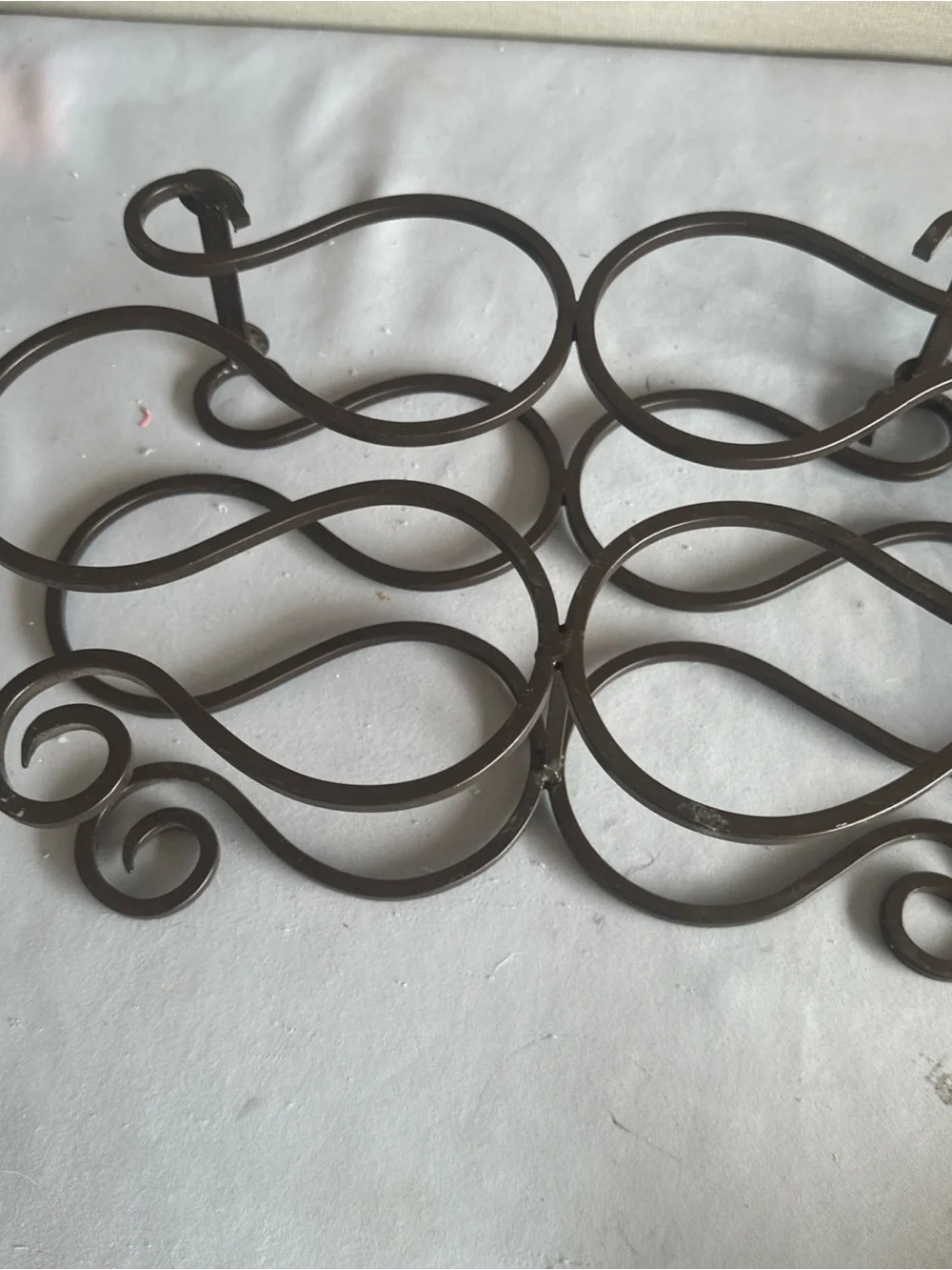 Ornate Brown Metal Wall Hook Panel - Decorative Scroll Design. 15X9 inches